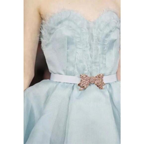 NEW with TAGS Oscar de la Renta Belt Buckle Jeweled Bow Blue main image 9